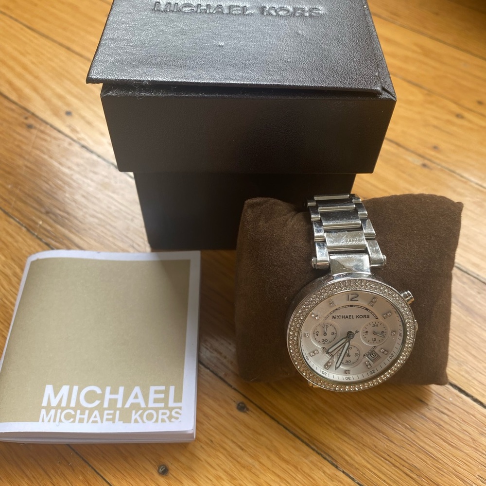 Michael Kors silver tone Parker Watch